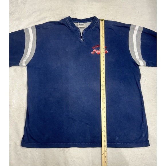 Vintage Lee Sport Cleveland Indians Embroidered Blue Oversized T-Shirt Size 2XL - Picture 5 of 6